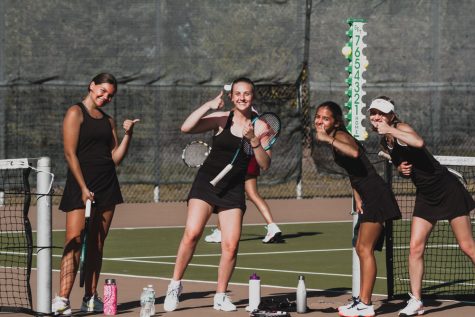 Why not join Holy Family Tennis? Briar Charchenko 22, Lauren Hickey 20, Lauren Taylor 21, and Morgan Hausback 20